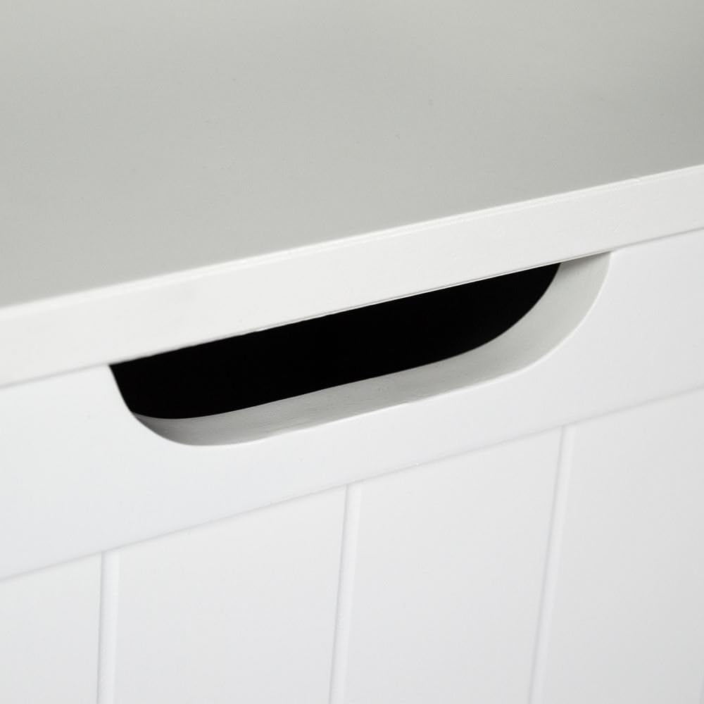 Bath Vida Priano Bathroom Laundry Cabinet Storage Cupboard Chest Bin Wooden Basket Unit, White, H 58 x W 56 x D 38 cm approx - Image 4