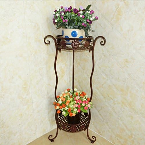 Metal flower stand Indoor And Outdoor Plant Shelves Balcony Living Room Flower Pot Display Stand ( Color : Brass , Size : 6822CM )