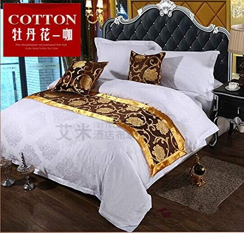 SjyBed bed runner scarf Special bedding fashion decorative bed bed mat bed cover, coffee peony flower, 1M bed 50X160