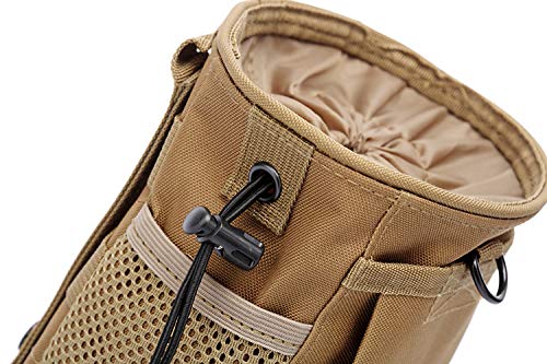 Zeato Tactical MOLLE Drawstring Magazine Dump Pouch, Military Adjustable Belt Utility Fanny Hip Holster Bag Outdoor Ammo Pouch(Khaki)