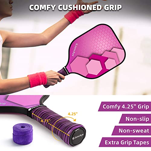 JoncAye PickleballSet, 4 PickleballPaddles with 6 Balls, Rackets Bag