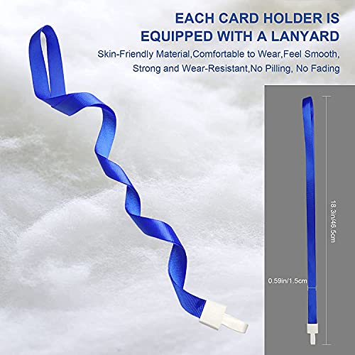 ID Card Badge Holder Protector with Lanyard, 4x3 Inch Horizontal Record Cards Holder Card Cover Holder Waterproof Resealable Zip,12 Sets