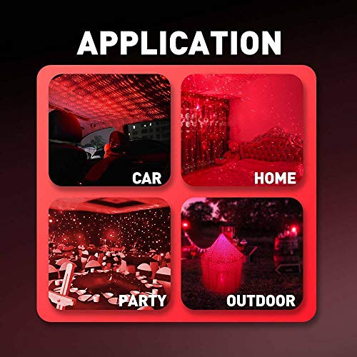 Car USB Atmosphere Ambient Star Projector Night Light Car Interior LED Decorative Lights Adjustable Romantic Car Roof Light Red Color