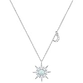 Rnivida 925 Sterling Silver Opal North Star Pendant Necklace, Celestial Moon Star Starburst Necklace Jewelry Gifts for Women