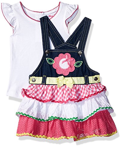 Nannette Baby Girls 2 Piece Short Sleeve Tee and Jumper Outfit Set, Pink, 12M