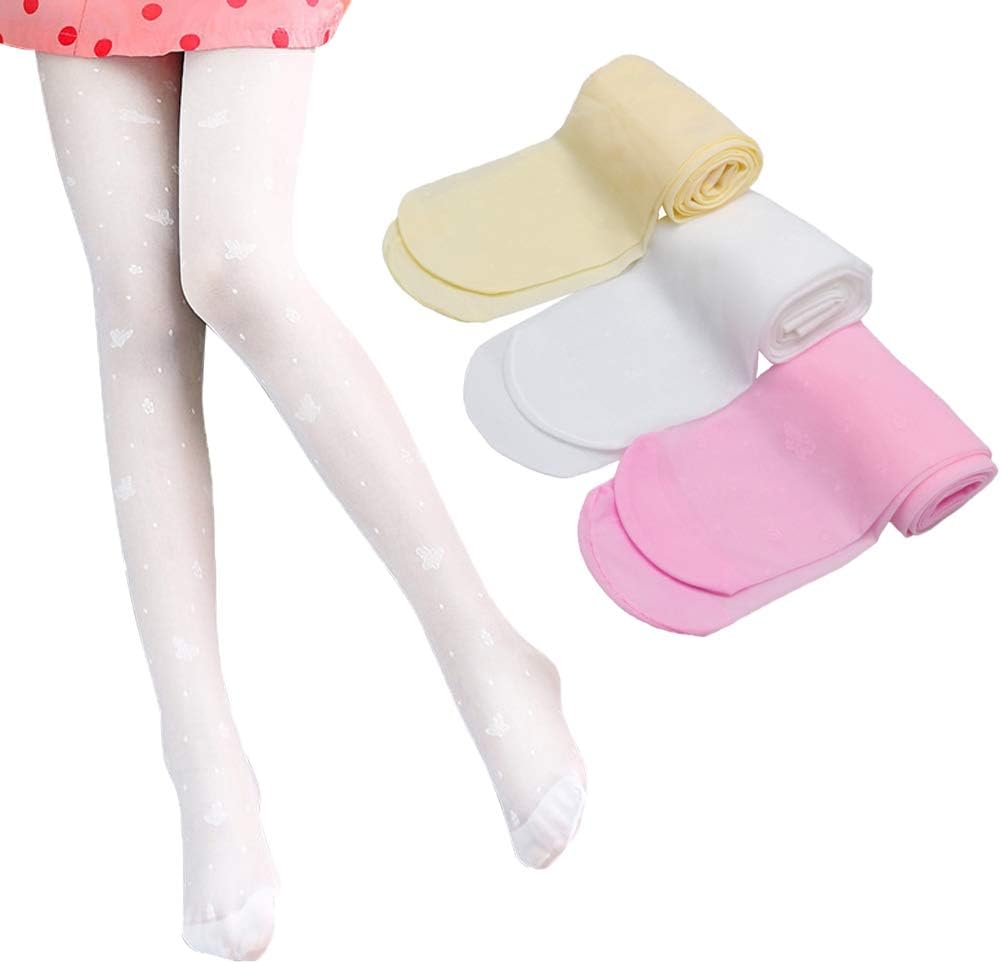 Looching 3 Pack Girls Dance Tights Ultra Thin Transparent Butterfly Pattern Stocking Pantyhose for Baby Kids Girls
