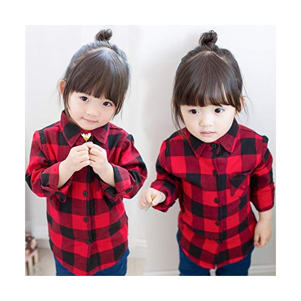 Toddler Big Boys Girls Mens Womens Plaid Flannel Long Sleeve T-Shirt Family Matching Tops - Image 4