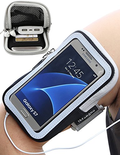Galaxy S7 Armband, iMangoo Universal Cell Phone Pouch Samsung Galaxy S7 Running Armband Outdoor Sports Armband Gym Wrist Bag Touchscreen Sleeve Case Cover for Galaxy S7 S5 S4 S3 Smartphone Black