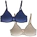 Trimfit Big Girls Lightly Lined Wirefree Front Closure Cotton Bra (Pack of 2), Navy/Nude, Small / 32A