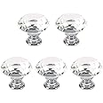 MDPLY 5 Pack Crystal Glass Cabinet Knobs-30mm Diamond Shape Pulls Handles for Drawer Dresser Kitchen Wardrobe Bathroom Cabinet Desk - YL00008 (Clear)
