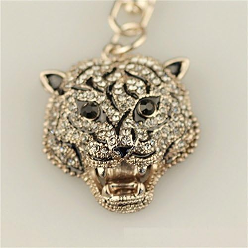 Yiping Keychain, Tiger Head Keyring Rhinestone Metal Animal Keychain Car Key Pendant Keychain for Men (Gold)
