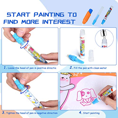 Water Drawing Mat Large Doodle Mat 34.6" X 22.8"in Aqua Doodle Mats Educational Aqua Doodle Pad for Painting Writing Learning Toddler Toys Magic Water Canvas Toy Gift Box for Toddlers Age 2 3 4 5 6 - Thumbnail 5