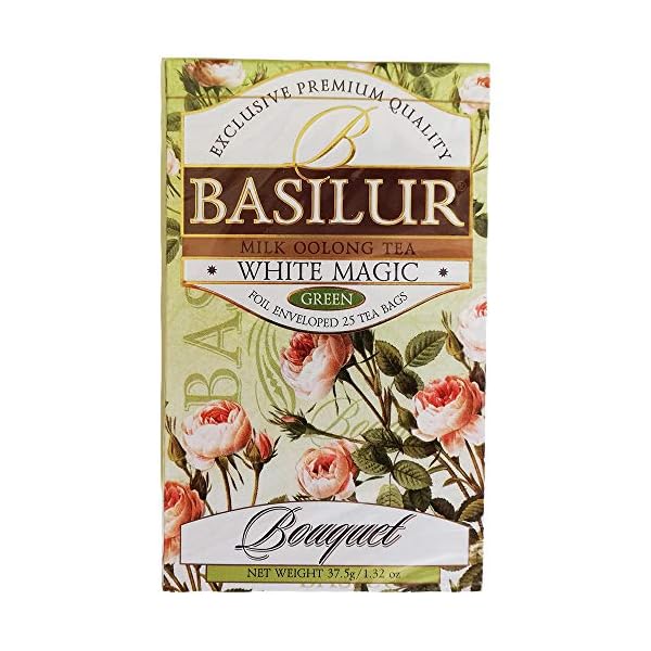 Basilur Teemischung White Magic 2er Pack (2 x 25 Teebeutel) Ceylon GrÃ¼ntee Oolong Tee tea