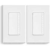 ELEGRP Dimmer Switch, Digital Dimmer Light Switch for LED Lights 150W, INC/HAL 450W, Single Pole LED Dimmer Switch, Needs Neutral Wire, Wall Plate Included, UL Listed, 2 Pack, Matte White