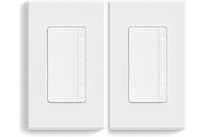 ELEGRP Dimmer Switch, Digital Dimmer Light Switch for LED Lights 150W, INC/HAL 450W, Single Pole LED Dimmer Switch, Needs Neutral Wire, Wall Plate Included, UL Listed, 2 Pack, Matte White