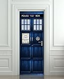 Wall Door STICKER Who Police box movie sticker, mural, decole, film 30x79