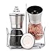 KITCHEN LIFE® Stainless Steel Salt And Pepper Grinder Set - Premium Clear Glass Salt & Pepper Mills | Adjustable Coarseness, Easy Refill, User Friendly, High Quality Grinders - With Free Stand |