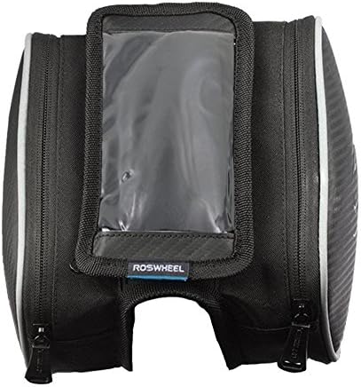 Nasus Bicycle Front Top Tube Bag Cycling Frame Pannier Water Resistant Double Pouch Bike Saddle Bag Rack with Mobile Phone Screen Touch Holder