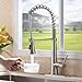 VAPSINT FST044L-D High-Arch 360 Degree Lead-Free Spring Single Handle, Pull Out Kitchen Sink Faucet (with Deck Plate), Brushed Nickel 44-D