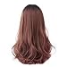 Long Wavy Wig Highlights Bangs - Natural Looking Synthetic Hair Mix Wig For Women Cosplay Costumes, Halloween, Theme Parties and Daily (ombre red)