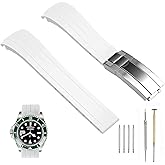 SINAIKE 18mm 20mm 21mm 22mm Silicone Watch Band Black Rubber Watch Bands, Tapered Curved End Watch Strap for Moonswatch, No Gap Watch Replacement for Men Women with Classic Diving Buckle Multiple Colors