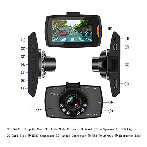 Dash Cam, Samjat FHD 1080P 140 Wide Angle Dash Camera for Cars DVR Vehicle Dashboard Camera Recorder with 16GB SD Card 2.7" TFT Display G-Sensor Night Vision Loop Recording,Vehicle On-dash Video