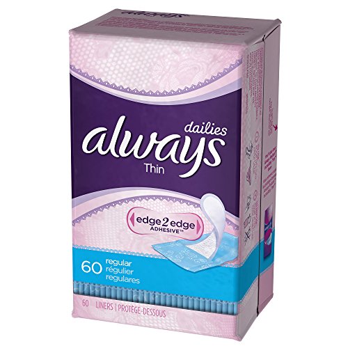 Always Thin Dailies Liners, Unscented, Wrapped, 60 Count
