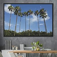 Framed Canvas Wall Art Palm Tree Colorful Cool Group Multicolor Photography Places Realism - 16x24 inches