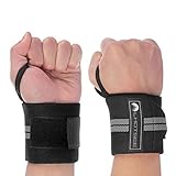 LHOTSEE Premium Wrist Straps，Professional Weight Lifting Training Wrist Straps Support Braces Wraps For Men and Women (Gray)