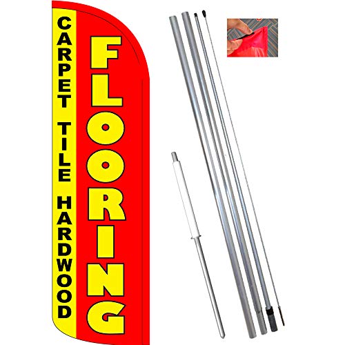Flooring (Carpet, Tile, Hardwood) Windless Feather Flag Bundle (11.5' Tall Flag, 15' Tall Flagpole, Ground Mount Stake) - Thumbnail 4