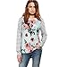 A Blues Man Womens Floral Print Long Striped Sleeve Casual Blouse T Shirt Tops