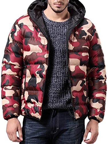 SOMESUN Warm Overcoats Zipper Hooded Tops Men's Winter Jacket Overcoat Outwear Camouflage Slim Trench Zipper Caps Coat