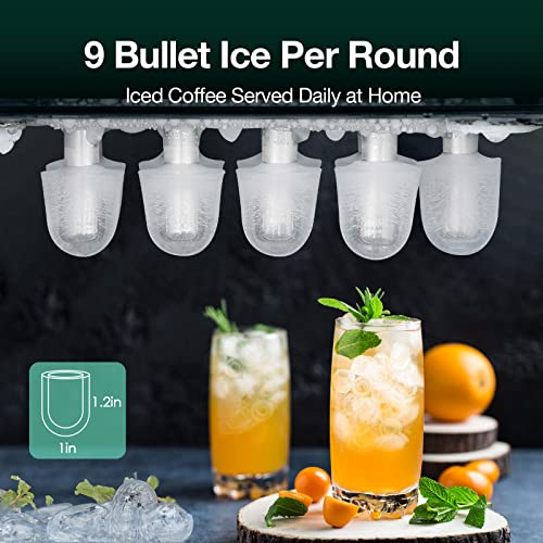 Countertop Ice Maker, Ice Maker Machine 6 Mins 9 Bullet Ice, 26.5lbs/24Hrs, Portable Ice Maker Machine with Self-Cleaning, Ice Bags, Ice Scoop, and Basket, Ice Maker for Home/Kitchen/Office/Party