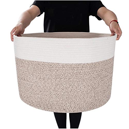 Mintwood Design Extra Large 22 x14 Inches Decorative Woven Cotton Rope Basket