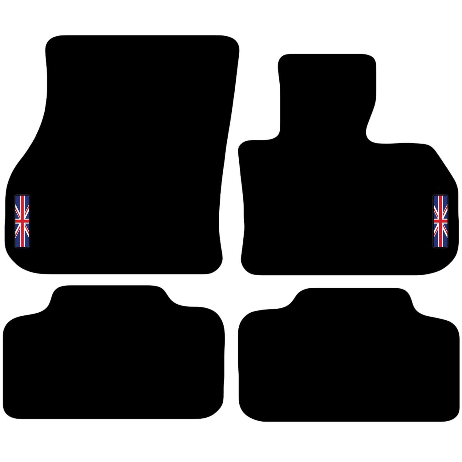 Carsio Carpet Car Mats For Mini Countryman 2017+ F60 with Union Jack Flag logo Tailored Fit Floor Mat Complete Accessory Custom Fitted - All Weather, Anti-Slip Backing & Black Trim
