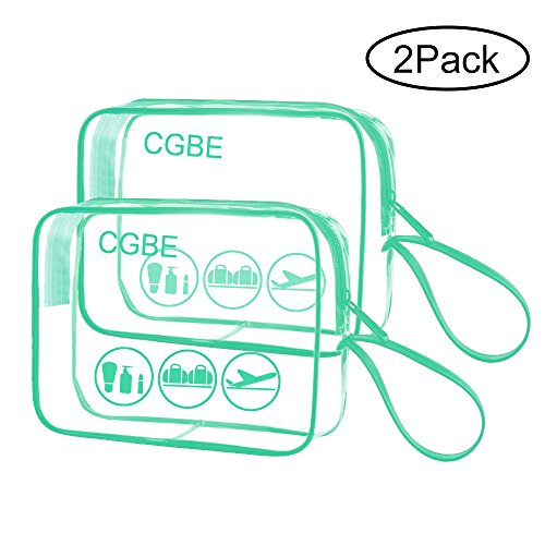 TSA Approved Toiletry Bag with Durable Zipper, Clear Toiletry Bag for Liquid Bottles/Cosmetic 3-1-1 Travel Toiletry Bag with Handle Strap, Quart Size Carry on Makeup Pouch 3 Packs (HLAN)