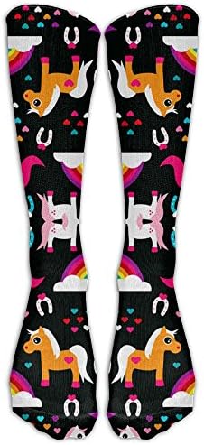 Unicorn Rainbow Dream Adorable Horse Youth Soccer Socks Fasoar Teens Knee High Football Socks Long Striped Rugby Tube Socks