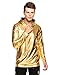 Coofandy Men's Nightclub Style Metallic Shiny Casual Long Sleeve Pullover Hoodie,XX-Large,Golden