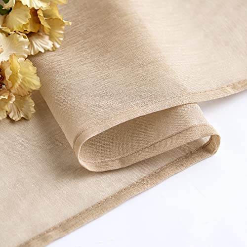 Woaboy Modern Living Room Curtains Short Curtains for Windows 2 Pieces 140 x 175 cm Curtains Bedroom Curtains Translucent Polyester with Rings Beige