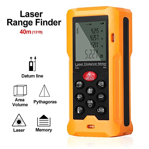 GoerTek Digital Laser Distance Measure Range Finder Meter Measuring Device Tool,Lightweight Tape Diastimeter 0.16(0.05m) to 131ft (40m)