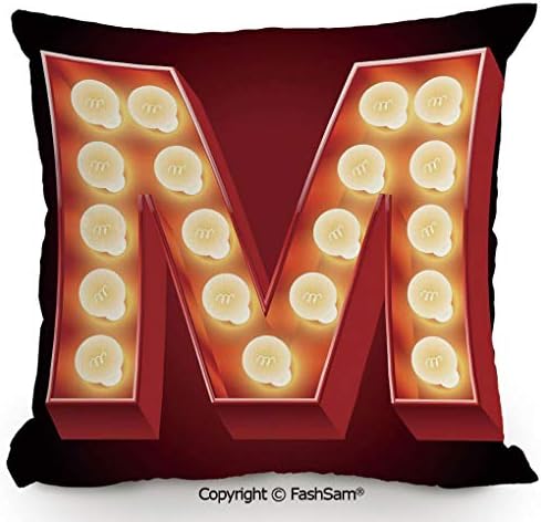 FashSam Throw Pillow Covers Vintage Alphabet Collection of Old Theaters s Retro Type Decorative for Couch Sofa Home Decor(16" Wx16 L)