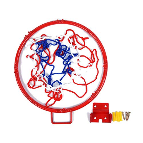 Urnanal Basketball Rim Replacement, Hanging Wall Mounted Basketball Goal Hoop Rim with Net Screw for Outdoors and Indoor, 32 cm/ 12.6 inch - Thumbnail 7