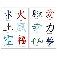 36 Premium Kanji Tattoos: Japanese, Chinese, Asian Characters: Love, Peace.