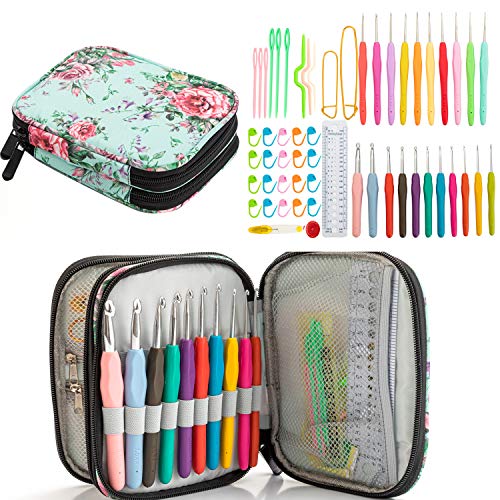 Ctcwsh Full Size Crochet Kit with Case,56Piece Ergonomic Crochet Hook