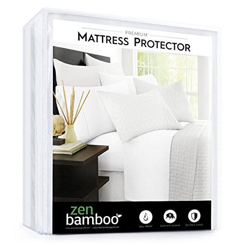 Zen Bamboo Mattress Protector - Best Lab Tested Premium Waterproof, Hypoallergenic, Cool and Breathable Rayon Derived Bamboo Mattress Protector and Cover - Cal King