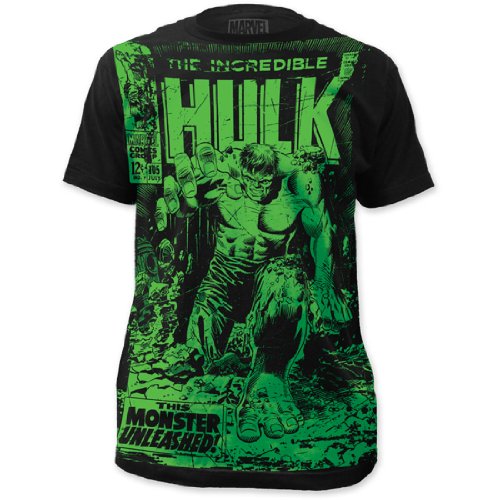 The Incredible Hulk – Mens Monster Unleashed Big Print Subway T-Shirt, Size: Large, Color: Black, Online Clothing Store