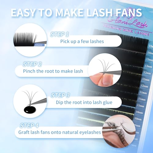 GLAMLASH Extensión de Pestañas 0.15mm D Curl 7-15mm Pestañas Pelo a Pelo Clásicas Profesional para Salón(0.15D,7-15mm)