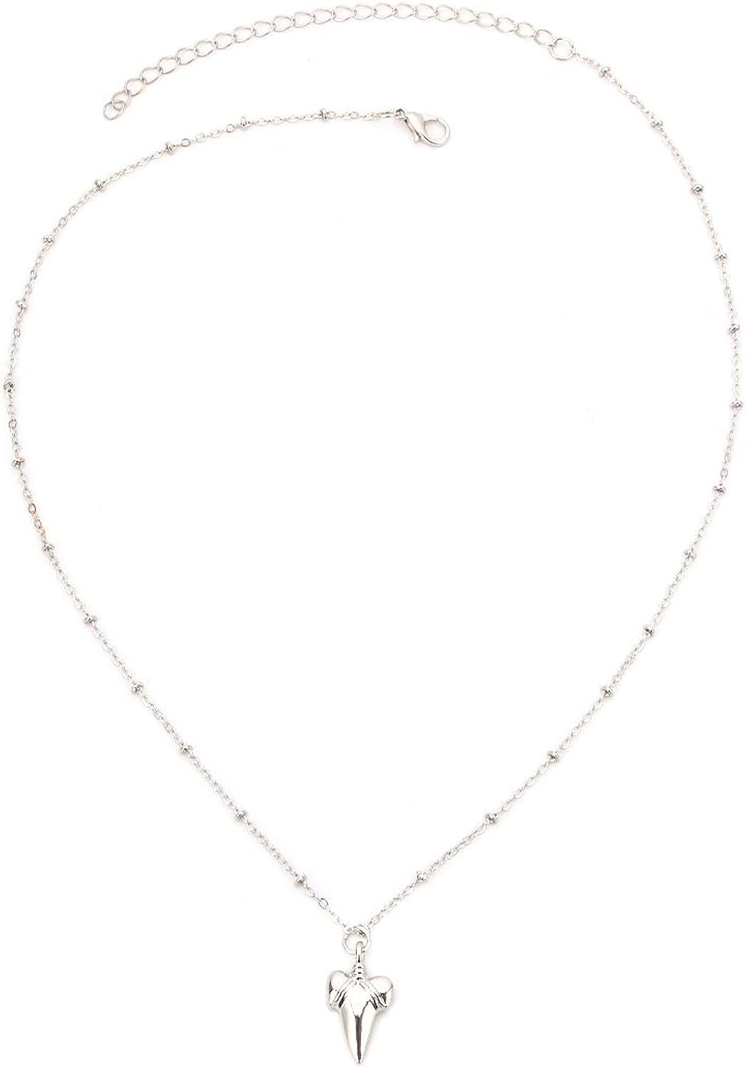 Dcfywl731 Shark Tooth Necklace for Women Beaded Tooth Pendant Necklace