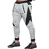 EU Men's Joggers Pants Gym Workout Pant Running Trousers with Pockes Large Grey