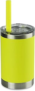 Housavvy Sippy Cups for Toddlers,Powder Coated Stainless Steel Cups with Easy Cleaning BPA Free Tritan Lid and Silicone Smoothie Straw for Kids Toddlers,Dishwasher Safe and Leak Proof,11 Oz,Yellow